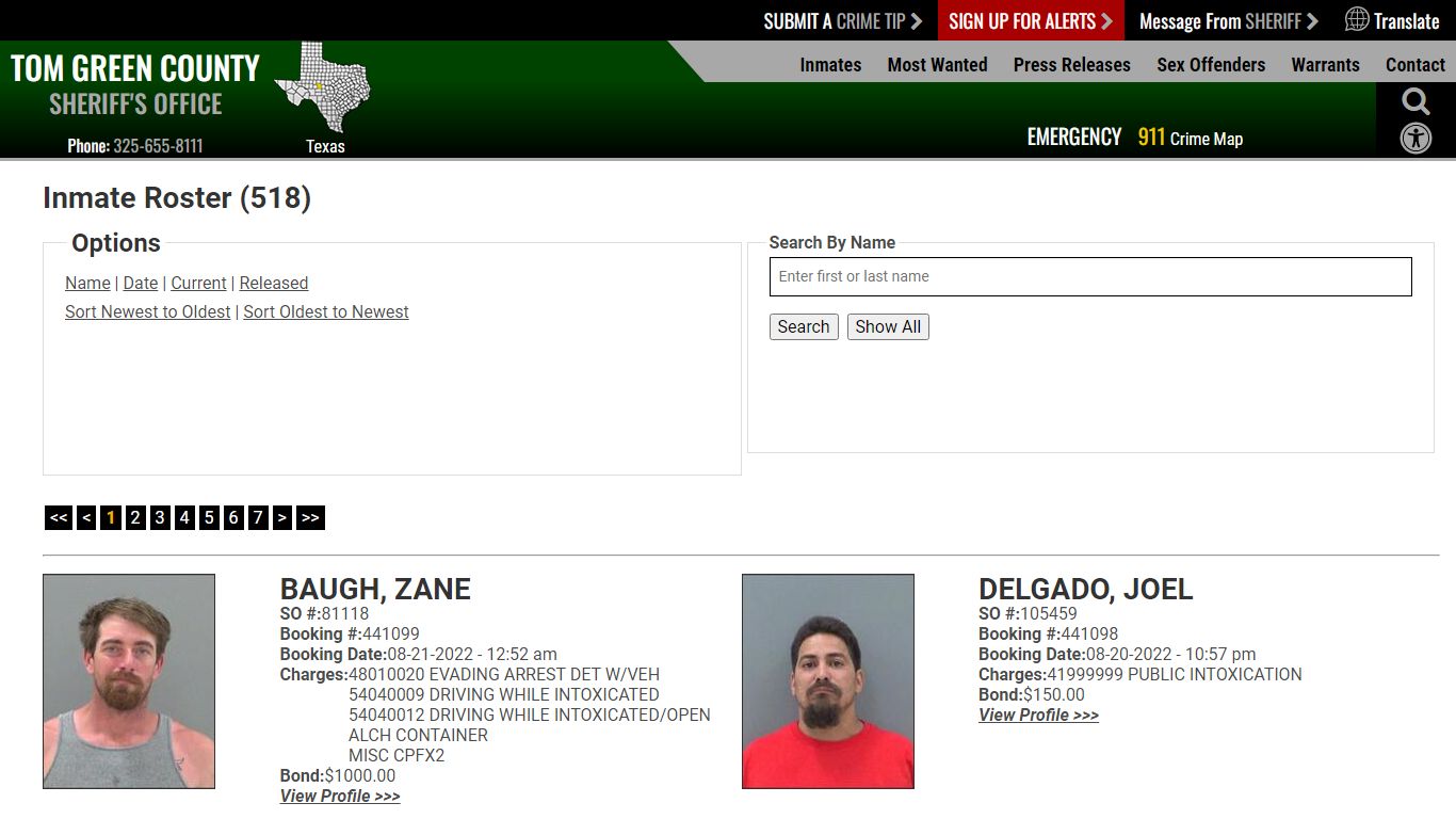 Inmate Roster (510) - Tom Green County Sheriff