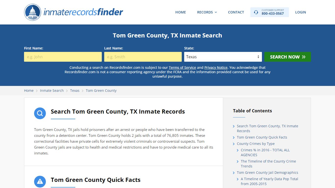 Tom Green County, TX Inmate Lookup & Jail Records Online